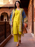 Mustard Kurta and Pent Set with Chanderi Dupatta