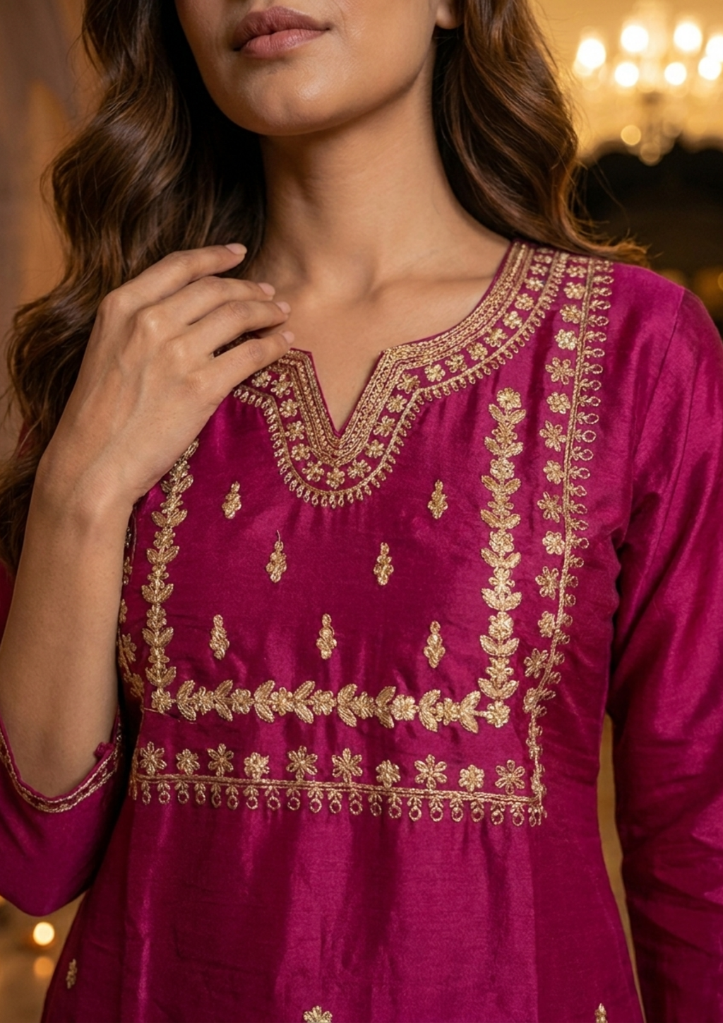 Maroon Embroidered Roman Silk Suit Set with Banarasi Dupatta