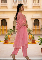 Pink Embroidered Chanderi Silk Suit Set with Dupatta