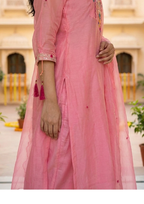 Pink Embroidered Chanderi Silk Suit Set with Dupatta