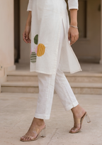 White Embroidered Chanderi Silk Kurta and Pant Set