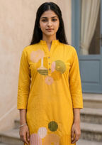 Yellow Embroidered Chanderi Silk Kurta and Pant Set
