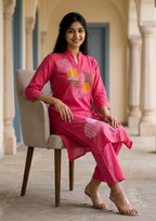 Peach Embroidered Chanderi Silk Kurta and Pant Set