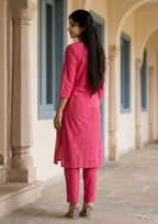Peach Embroidered Chanderi Silk Kurta and Pant Set
