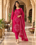 Rani Pink Printed Muslin Suit Set