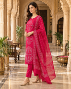 Rani Pink Printed Muslin Suit Set
