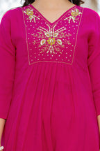 Pink Handwork Mul Chanderi Suit Set with Dupatta