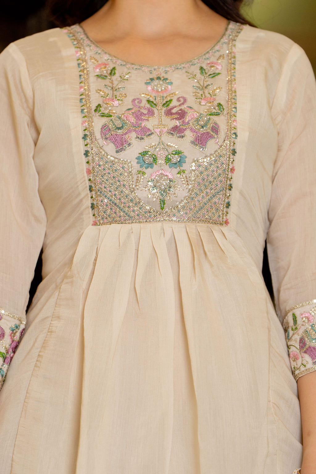 Rodeo Dust Embroidered Mal Chanderi Suit Set