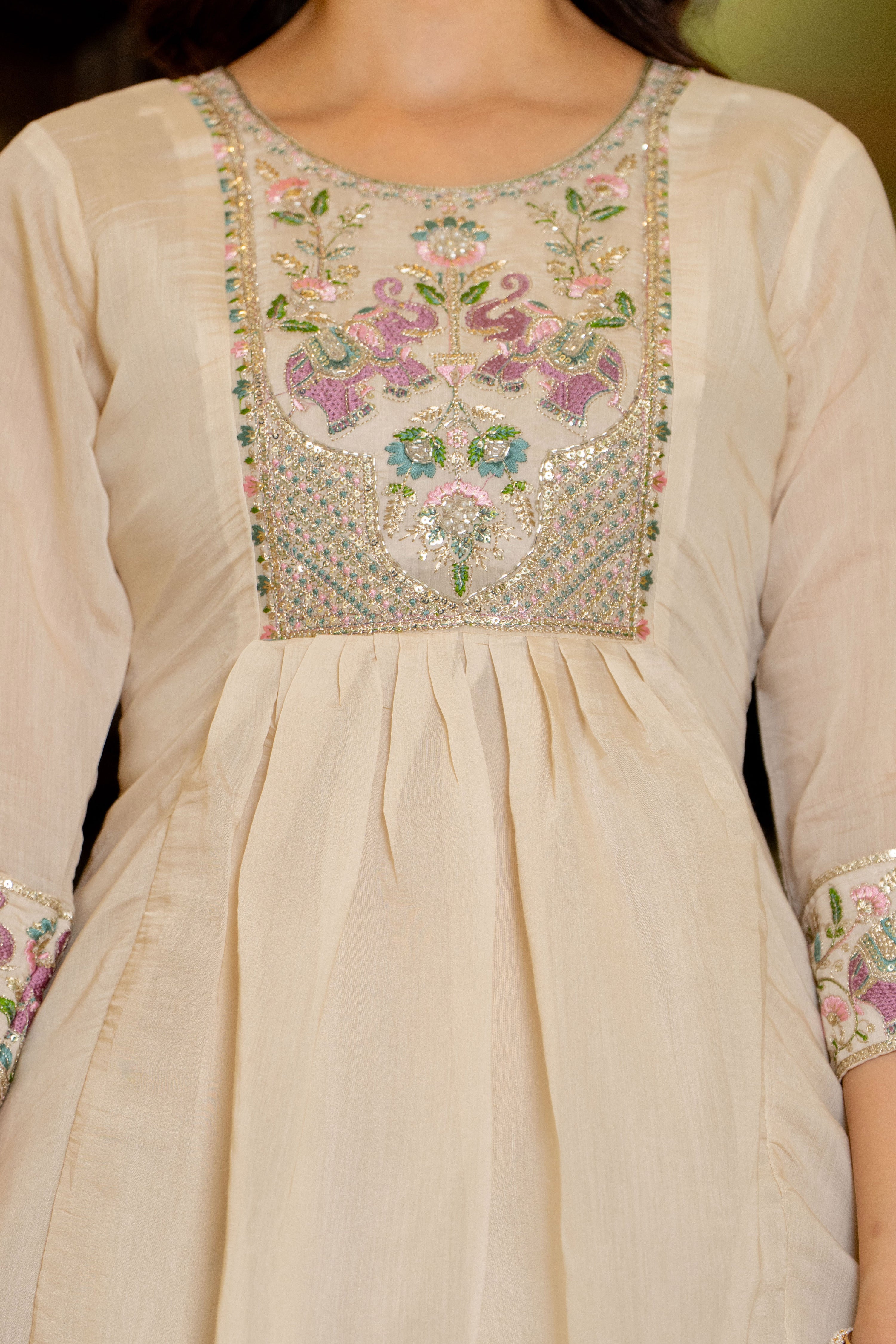 Rodeo Dust Embroidered Mal Chanderi Suit Set