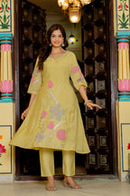 Light Green Embroidered Mul Chanderi Suit Set with Dupatta