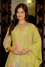 Light Green Embroidered Mul Chanderi Suit Set with Dupatta