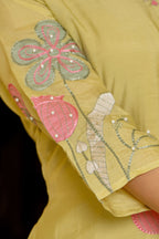 Light Green Embroidered Mul Chanderi Suit Set with Dupatta
