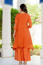 Rusty Orange Handwork Mal Chanderi Suit Set with Dupatta