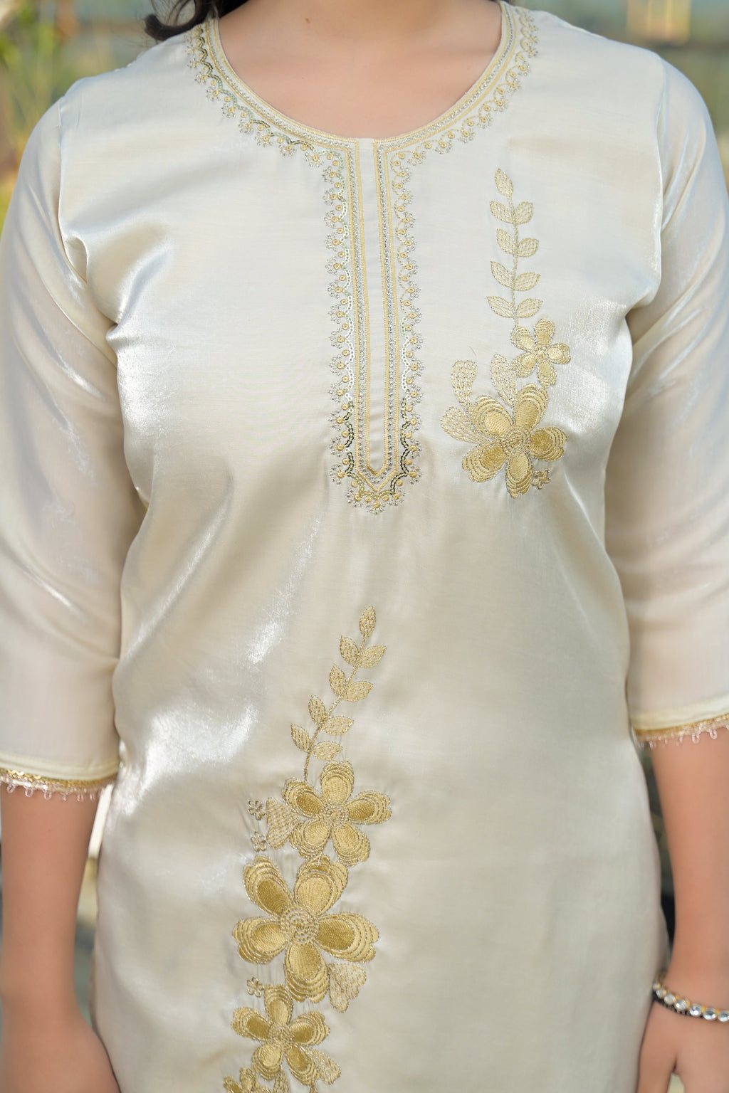 Moon Mist Embroidered Roman Shimmer Suit Set