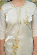 Moon Mist Embroidered Roman Shimmer Suit Set with Dupatta