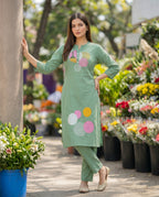 Green Embroidered Chanderi Silk Kurta and Pant Set