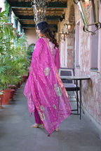 Orchid Embroidered Glass Silk Suit Set with Dupatta