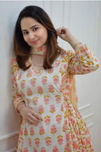 Floral Printed Cotton Kurta Pant Set with Dupatta