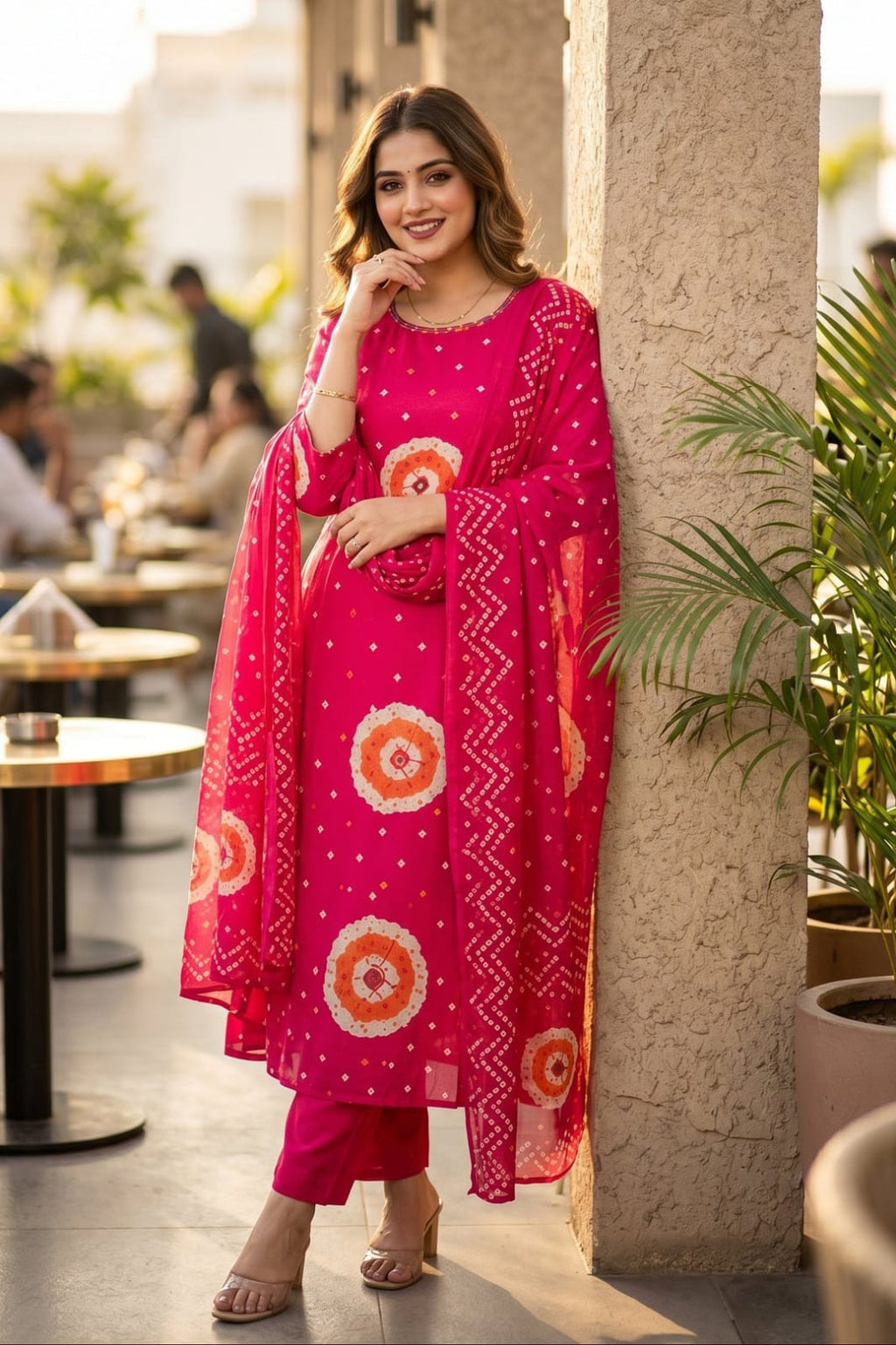 Pink Digital Printed Muslin Kurta and Pant Set with Dupatta